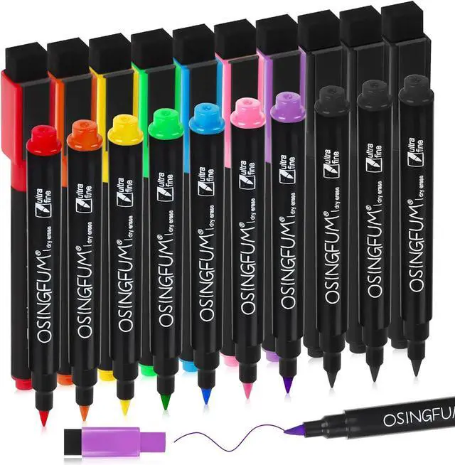 Main image of 20 Magnetic Dry Erase Markers Ultra Fine Tip, 0.7mm, Extra Fine Point Erasable Markers with Eraser, Thin White Board Markers Dry Erase, Low Odor, 8 Colors