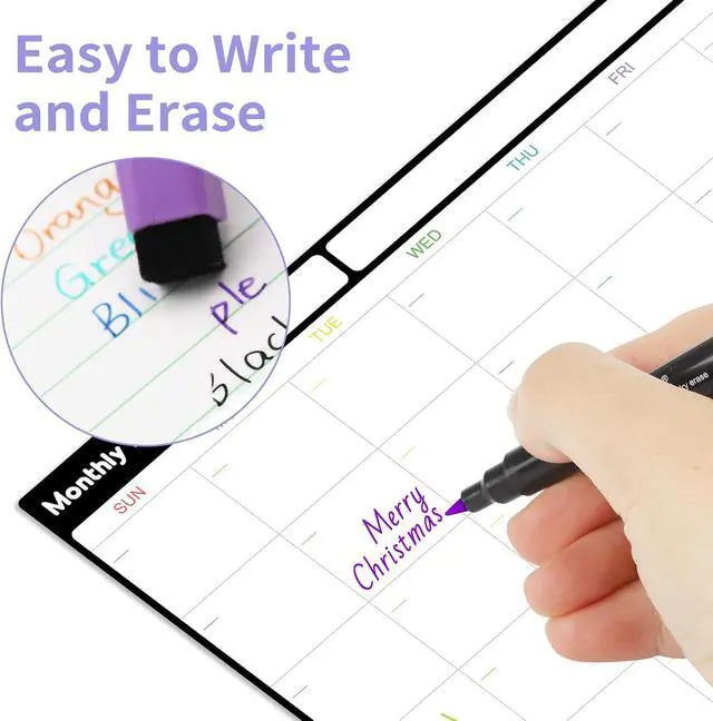 Alt view image 5 of 6 - 20 Magnetic Dry Erase Markers Ultra Fine Tip, 0.7mm, Extra Fine Point Erasable Markers with Eraser, Thin White Board Markers Dry Erase, Low Odor, 8 Colors