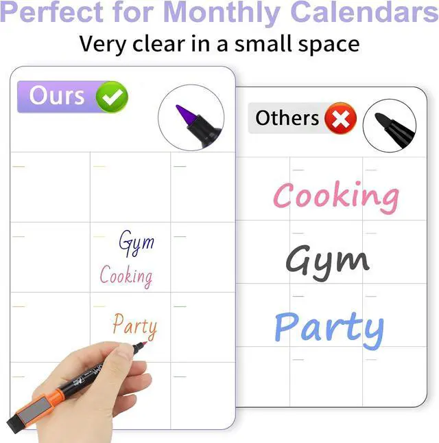 Alt view image 4 of 6 - 20 Magnetic Dry Erase Markers Ultra Fine Tip, 0.7mm, Extra Fine Point Erasable Markers with Eraser, Thin White Board Markers Dry Erase, Low Odor, 8 Colors