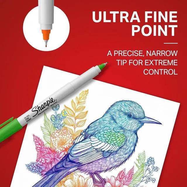 Alt view image 5 of 7 - Sharpie Permanent Markers, Ultra Fine Point, Assorted Colors, 12 Count