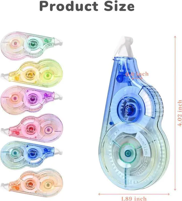Alt view image 2 of 7 - Temiary 6 Pcs Correction Tapes for Instant Corrections, Easy To Use White Smooth Pull Out Tape, Aesthetic Tape for School Office (Gradient)