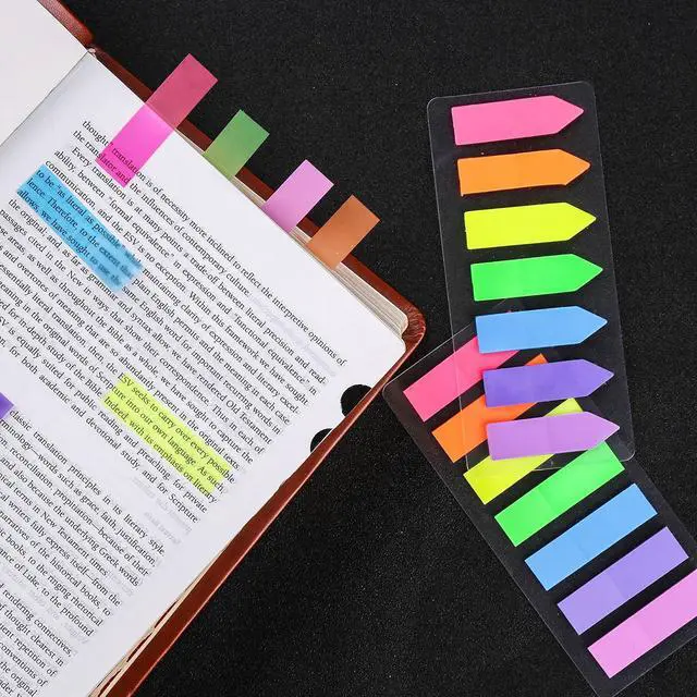 Alt view image 3 of 7 - Lysas 4 Sets Neon Page Markers, 560 Pcs Colored Sticky Index Tabs