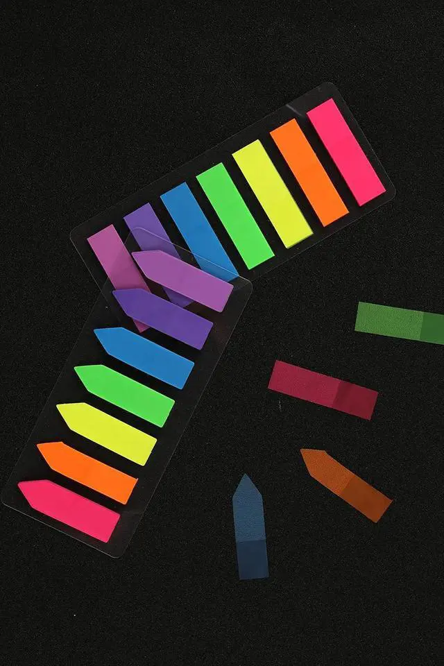 Alt view image 5 of 7 - Lysas 4 Sets Neon Page Markers, 560 Pcs Colored Sticky Index Tabs