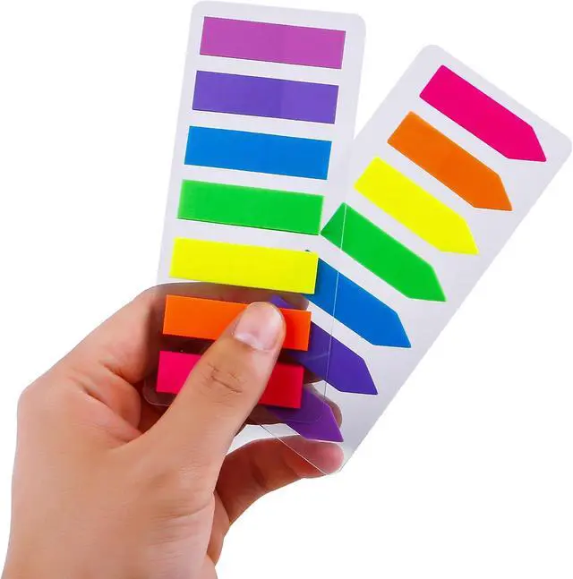Alt view image 7 of 7 - Lysas 4 Sets Neon Page Markers, 560 Pcs Colored Sticky Index Tabs