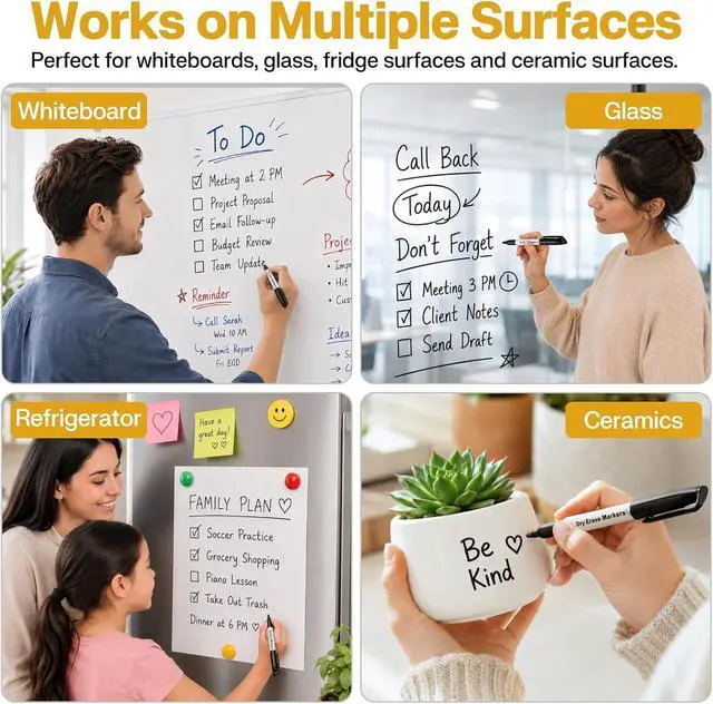 Alt view image 6 of 7 - V-Opitos 30 Pack Fine Tip Dry Erase Markers - Bulk Whiteboard Erasable Black Markers, Ideal for School Classroom Office Supplies, Non-Toxic & Easy Clean for White board