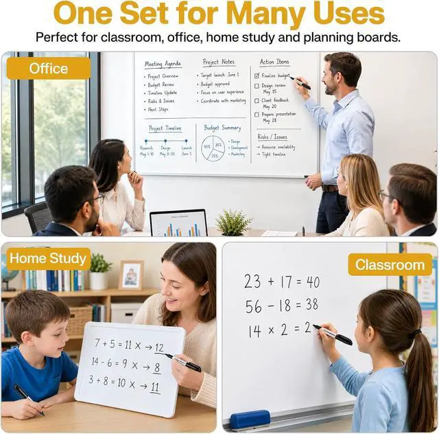 Alt view image 7 of 7 - V-Opitos 30 Pack Fine Tip Dry Erase Markers - Bulk Whiteboard Erasable Black Markers, Ideal for School Classroom Office Supplies, Non-Toxic & Easy Clean for White board