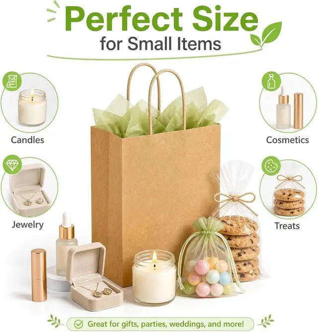 Alt view image 6 of 7 - MAQIHAN Brown Paper Bags with Handles - 15 Pcs Small Kraft Gift Bags