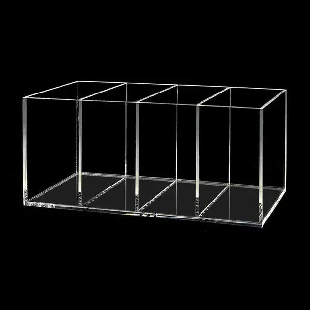 Alt view image 4 of 6 - HSYMQ Acrylic Pen Holder 4 Compartments Clear Pencil Holder Organizer Makeup Brush Holder