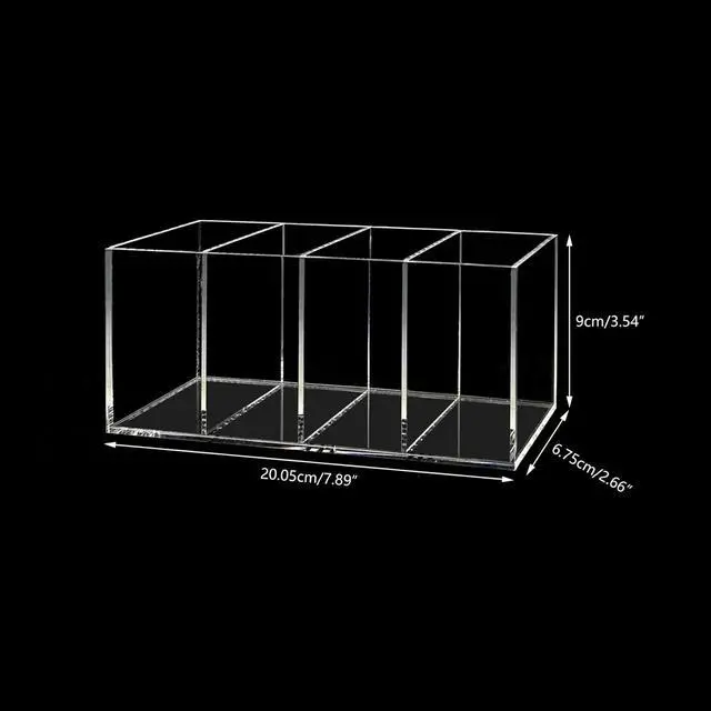 Alt view image 5 of 6 - HSYMQ Acrylic Pen Holder 4 Compartments Clear Pencil Holder Organizer Makeup Brush Holder