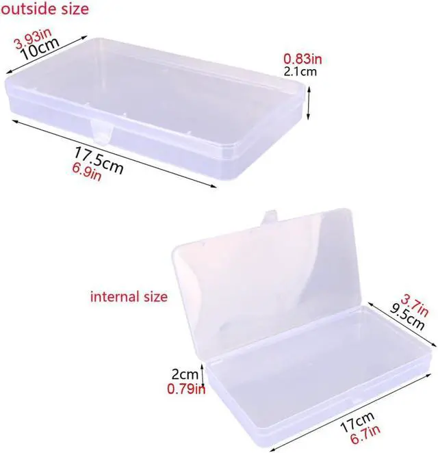 Alt view image 2 of 4 - Gebildet 4 Pcs Clear Plastic Storage Box, Rectangular Containers Case with Lid, for Pills, Jewellery, Herbs, Tiny Bead, Craft Items