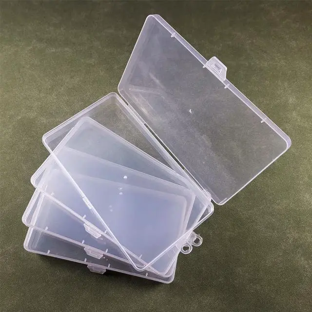 Alt view image 3 of 4 - Gebildet 4 Pcs Clear Plastic Storage Box, Rectangular Containers Case with Lid, for Pills, Jewellery, Herbs, Tiny Bead, Craft Items