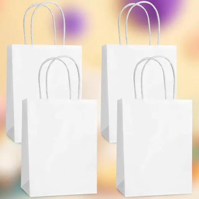 Alt view image 3 of 7 - Hxezoc 12 Pieces White Gift Bags with Handle, Paper Treat Candy Bag Retail Kraft Shopping Bags for Valentines, Baby Showers Birthday Party Decoration Supplies