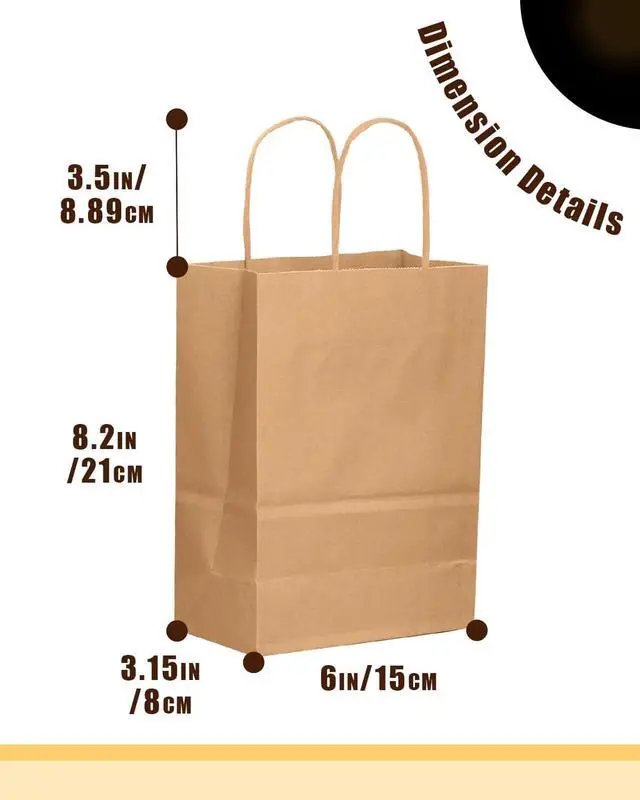 Alt view image 3 of 7 - qiqee 26-Packs Brown Gift Bags with Handles Bulk 8.3"x3"x 6" Small Size Kraft Paper Bags Multiple Uses (Small Size)