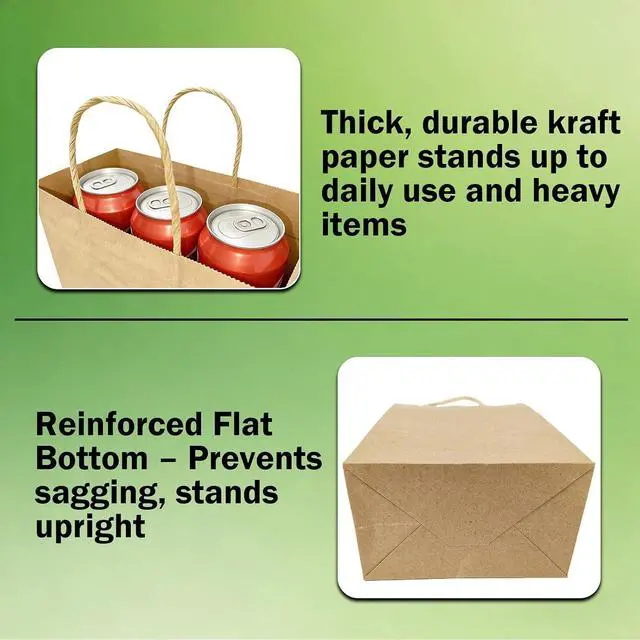 Alt view image 3 of 7 - 12 Pack Paper Bags with Handles 8 x 4.25 x 10 in, Medium Kraft Paper Bags