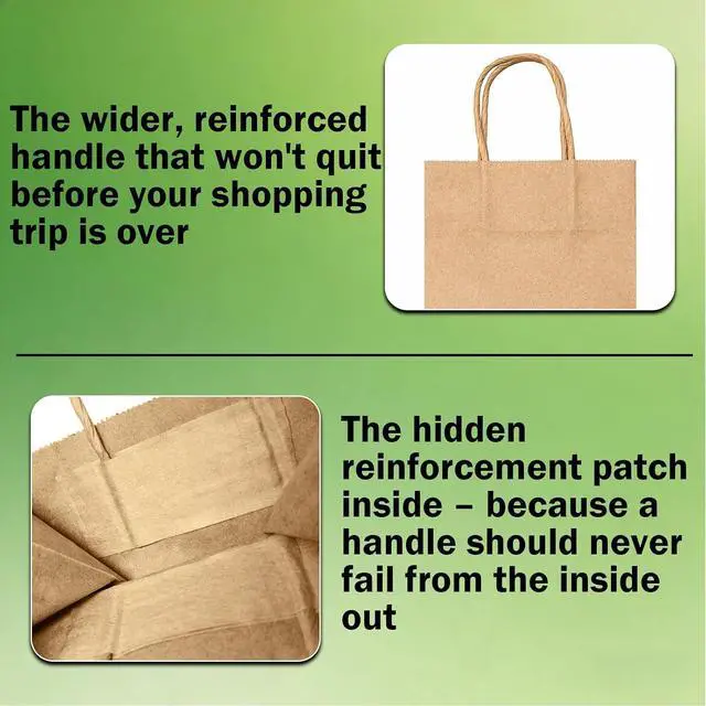Alt view image 4 of 7 - 12 Pack Paper Bags with Handles 8 x 4.25 x 10 in, Medium Kraft Paper Bags
