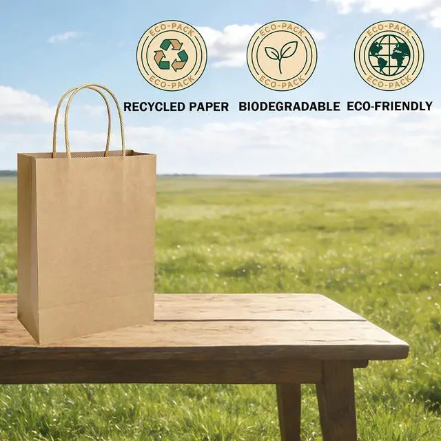 Alt view image 6 of 7 - 12 Pack Paper Bags with Handles 8 x 4.25 x 10 in, Medium Kraft Paper Bags