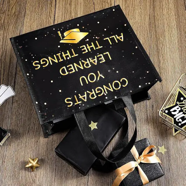 Alt view image 2 of 7 - WRAPAHOLIC Large Reusable Graduation Gift Bag with Handles - 10 x 5 x 13 inch - Gold Foil 2026 Graduate Gift Bag