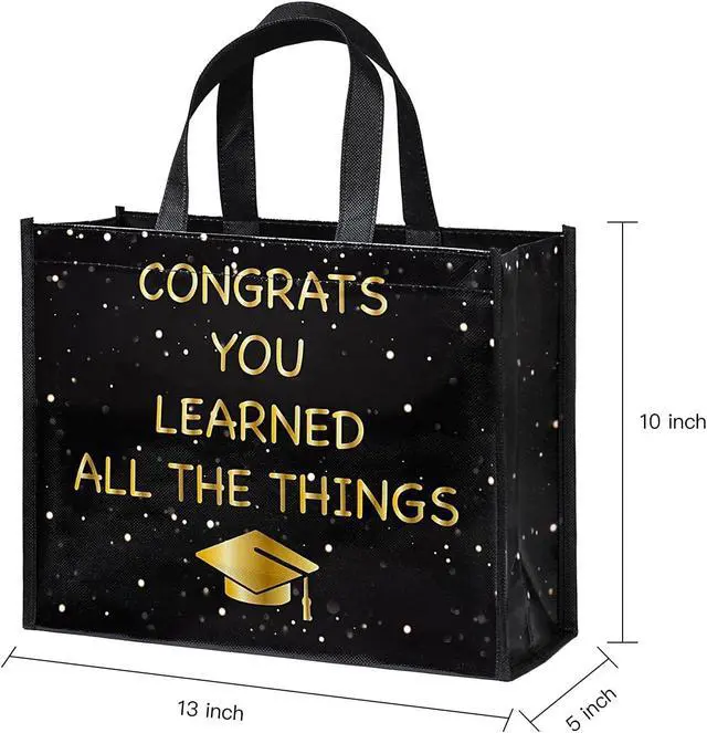 Alt view image 5 of 7 - WRAPAHOLIC Large Reusable Graduation Gift Bag with Handles - 10 x 5 x 13 inch - Gold Foil 2026 Graduate Gift Bag