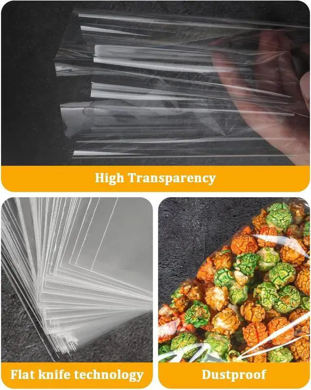 Alt view image 2 of 6 - Labeol Clear Cellophane Bags,100Packs 7X14 Inch Popcorn Gift Warp