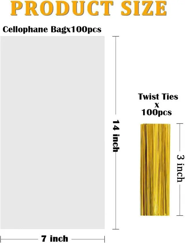 Alt view image 3 of 6 - Labeol Clear Cellophane Bags,100Packs 7X14 Inch Popcorn Gift Warp