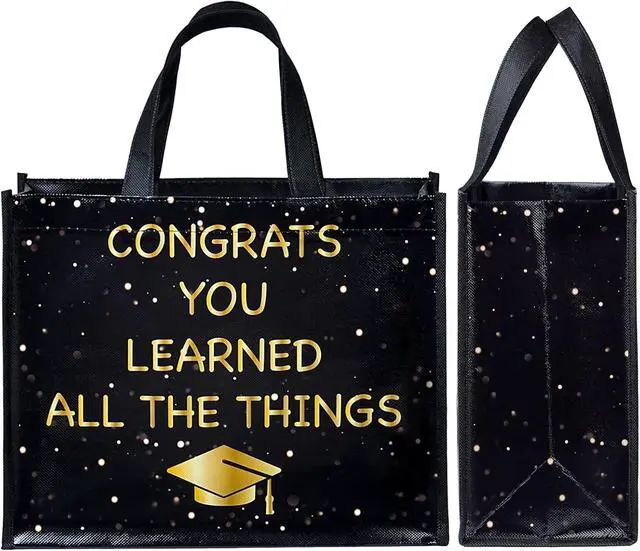 Alt view image 6 of 7 - WRAPAHOLIC Large Reusable Graduation Gift Bag with Handles - 10 x 5 x 13 inch - Gold Foil 2026 Graduate Gift Bag