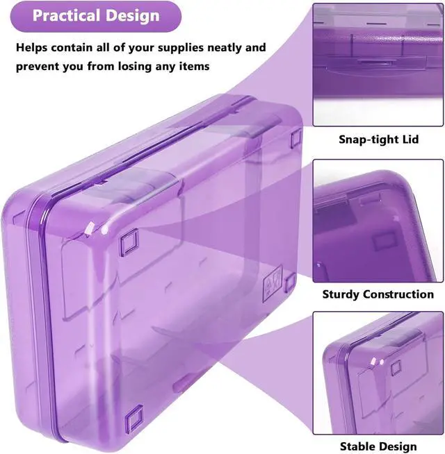 Alt view image 4 of 7 - Large Capacity Colored Pencil Case, Pencil Box,Plastic Pencil Boxes