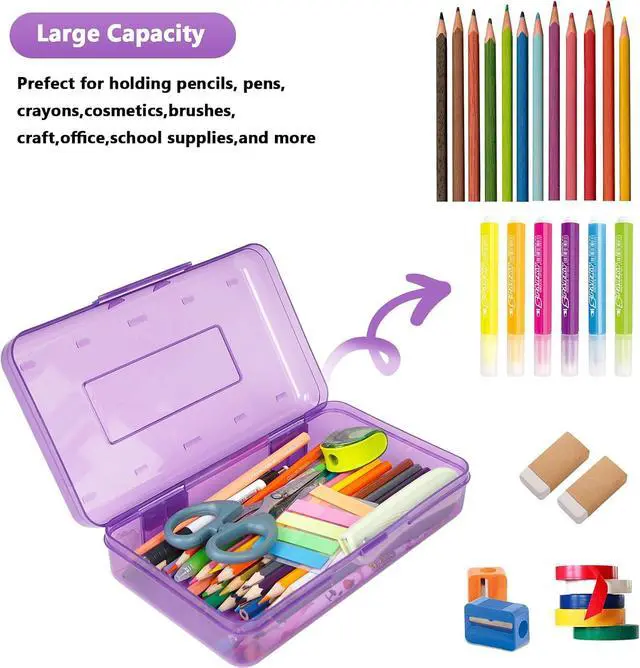 Alt view image 3 of 7 - Large Capacity Colored Pencil Case, Pencil Box,Plastic Pencil Boxes