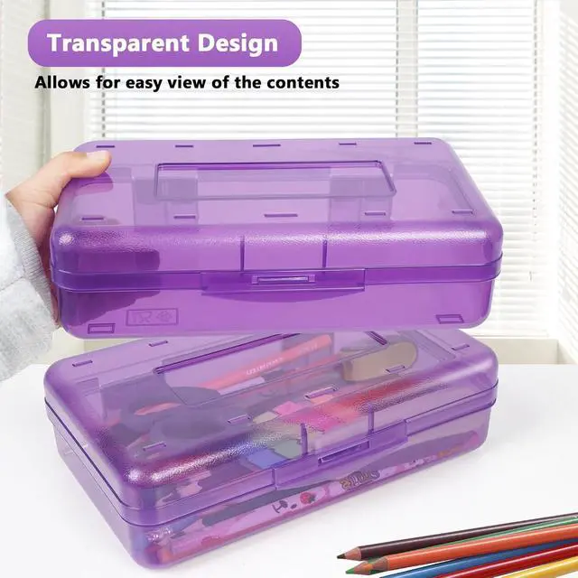 Alt view image 6 of 7 - Large Capacity Colored Pencil Case, Pencil Box,Plastic Pencil Boxes
