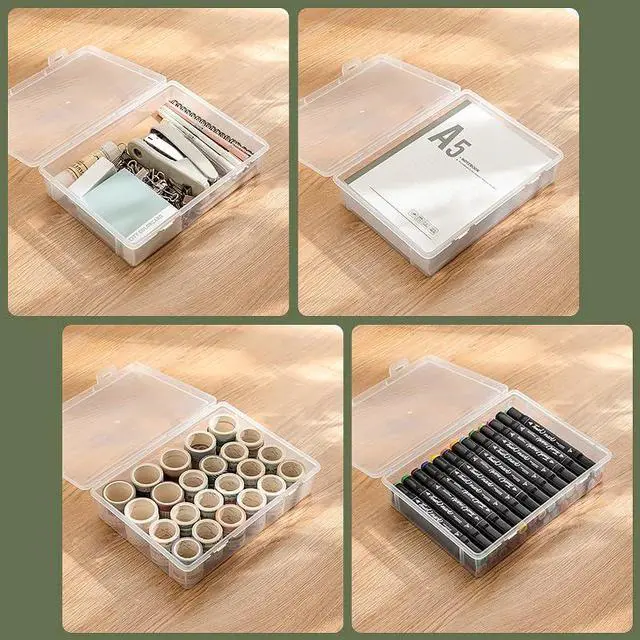 Alt view image 3 of 6 - Vidifor Plastic Storage Containers with Latching Lid for Art Craft Supply, Crayon, Pencil Box, Photos, Washi Tape (White Empty -1 pack)