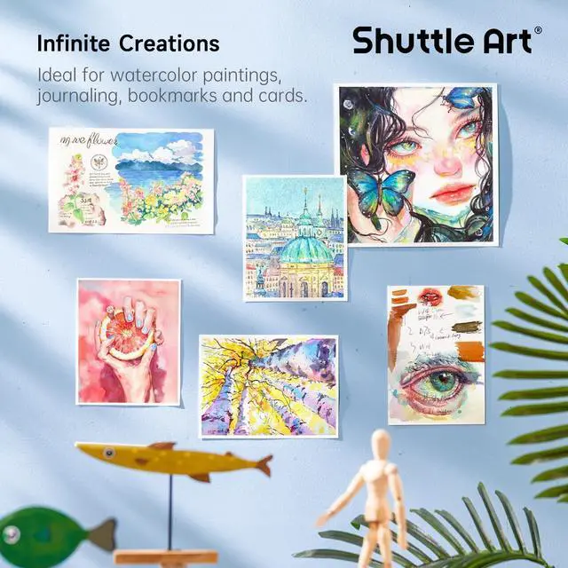 Alt view image 6 of 7 - Shuttle Art Watercolor Paint Set, 48 Colors Watercolor Paint Pan Set with 3 Paint Brushes for Beginners, Artists, Kids & Adults for Painting, Journaling, Calligraphy Practice