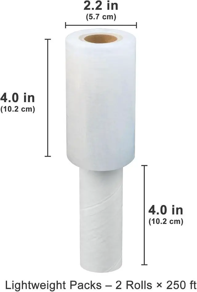 Alt view image 3 of 7 - Stretch Film 4" × 500 ft, Shrink Wrap Rolls with Handle, 80 Gauge