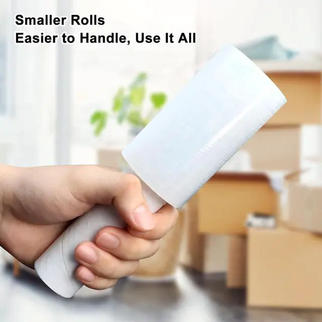 Alt view image 4 of 7 - Stretch Film 4" × 500 ft, Shrink Wrap Rolls with Handle, 80 Gauge