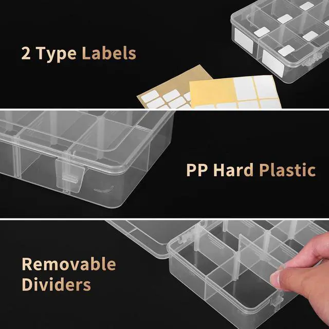 Alt view image 4 of 7 - QUEFE Bead Organizer Box 2 Pack 8 Grid Plastic Tackle Box Storage Dividers
