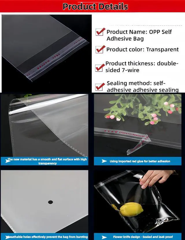 Alt view image 5 of 7 - Clear Resealable Cellophane Bags, 200 Pcs