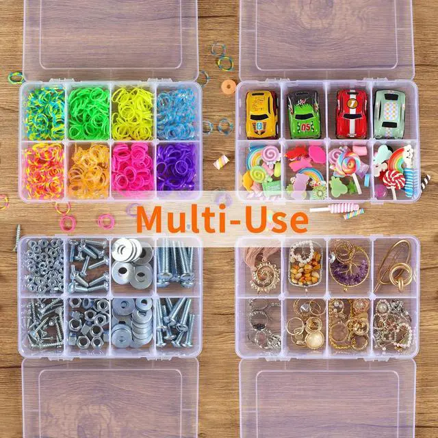 Alt view image 6 of 7 - QUEFE Bead Organizer Box 2 Pack 8 Grid Plastic Tackle Box Storage Dividers