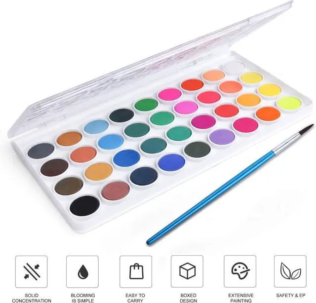 Alt view image 4 of 5 - AROIC Watercolor Paint Set, 36-Color Watercolor Paint with 10 Brushes