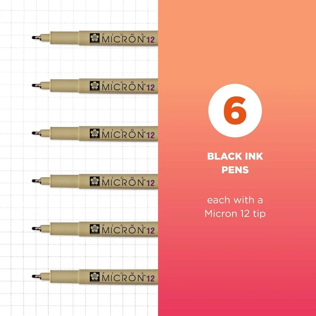 Alt view image 2 of 7 - SAKURA Pigma Micron Fineliner Pens, Black, 12 Point, 0.70 mm, 6 Pack