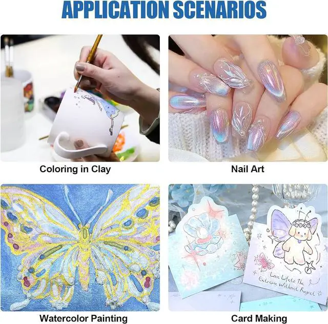 Alt view image 6 of 6 - CraftyManor Mini Glitter Watercolor Paint Set, 20 Colors Shimmer Metallic Watercolour Painting Sets, Solid Pearl Water Color Paints for Adult, 1ml Trial Pack(Summer)