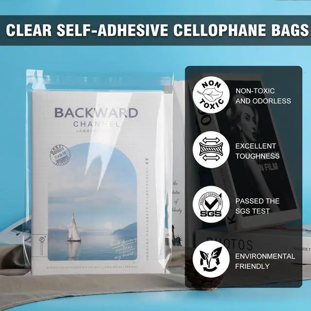 Alt view image 3 of 7 - 7x10 inch 100Pcs Clear Self Sealing Cellophane Bags Resealable Adhesive Candy Nuts Treat Party Favors Photos A5 Cards Envelopes Gift Plastic Packaging Poly Bag