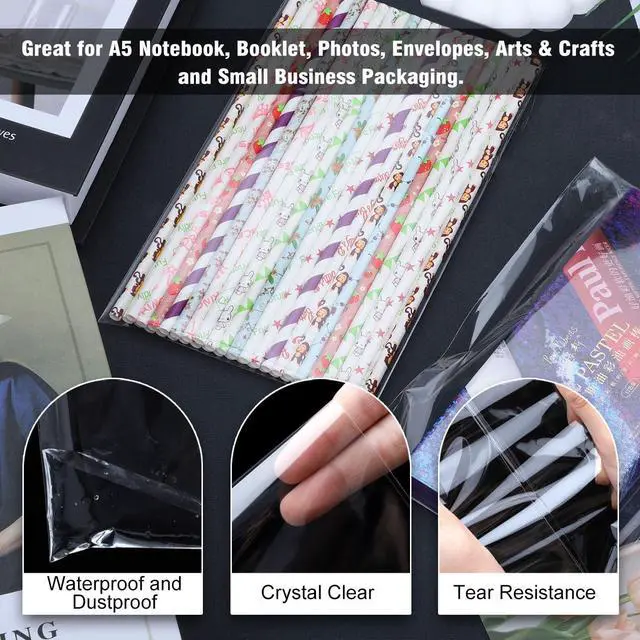 Alt view image 4 of 7 - 7x10 inch 100Pcs Clear Self Sealing Cellophane Bags Resealable Adhesive Candy Nuts Treat Party Favors Photos A5 Cards Envelopes Gift Plastic Packaging Poly Bag