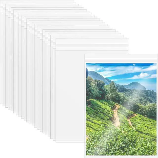 Main image of VOKOY 100PCS 8.5 x 11 Inch Cellophane Bags Self Sealing, Resealable Clear Plastic Sleeves for Paper, Artwork, Photo Mats, Comic, Magazine Page Protectors