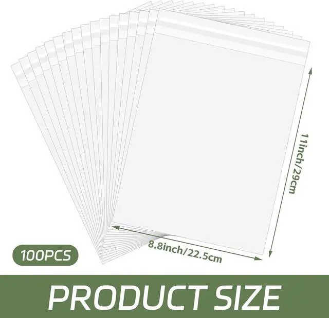 Alt view image 2 of 7 - VOKOY 100PCS 8.5 x 11 Inch Cellophane Bags Self Sealing, Resealable Clear Plastic Sleeves for Paper, Artwork, Photo Mats, Comic, Magazine Page Protectors