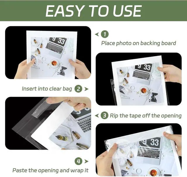 Alt view image 4 of 7 - VOKOY 100PCS 8.5 x 11 Inch Cellophane Bags Self Sealing, Resealable Clear Plastic Sleeves for Paper, Artwork, Photo Mats, Comic, Magazine Page Protectors