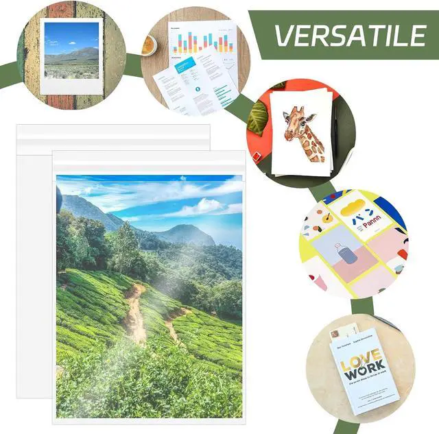 Alt view image 5 of 7 - VOKOY 100PCS 8.5 x 11 Inch Cellophane Bags Self Sealing, Resealable Clear Plastic Sleeves for Paper, Artwork, Photo Mats, Comic, Magazine Page Protectors