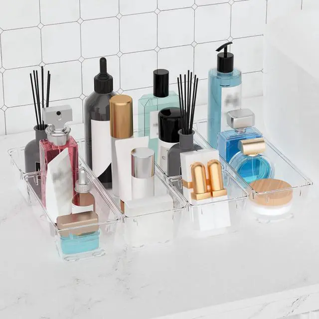 Alt view image 6 of 6 - 6 Pack Clear Drawer Organizer Set, Drawer Storage Trays, Storage Bins