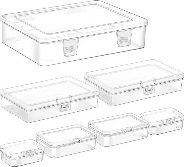 Main image of Clear Small Plastic Storage Containers with Lids, 7 Pack