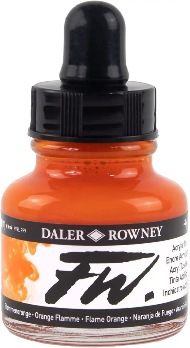 Main image of Daler-Rowney FW Acrylic Artists Ink, 1 oz, Flame Orange (160029687)