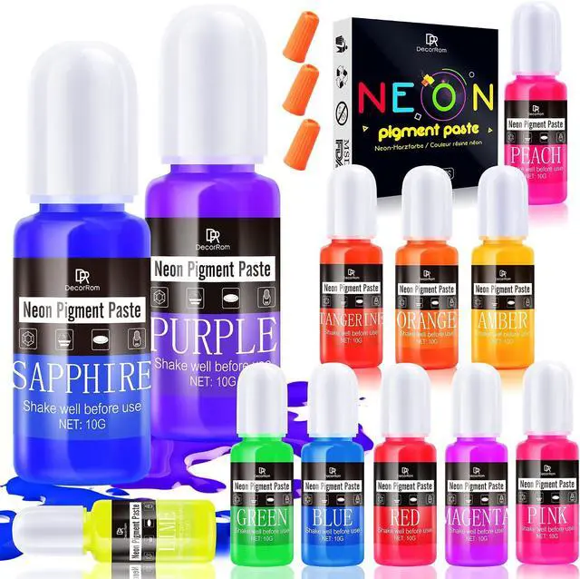 Main image of Neon Pigment Paste, 12 Colors Pigment Paste for Epoxy Resin, Opaque Resin Dye, Vibrant Color Easily Mix for Making Jewelry, Bath Bombs, Soap, Candles, Nail Art, Christmas Coasters Adult Hobby