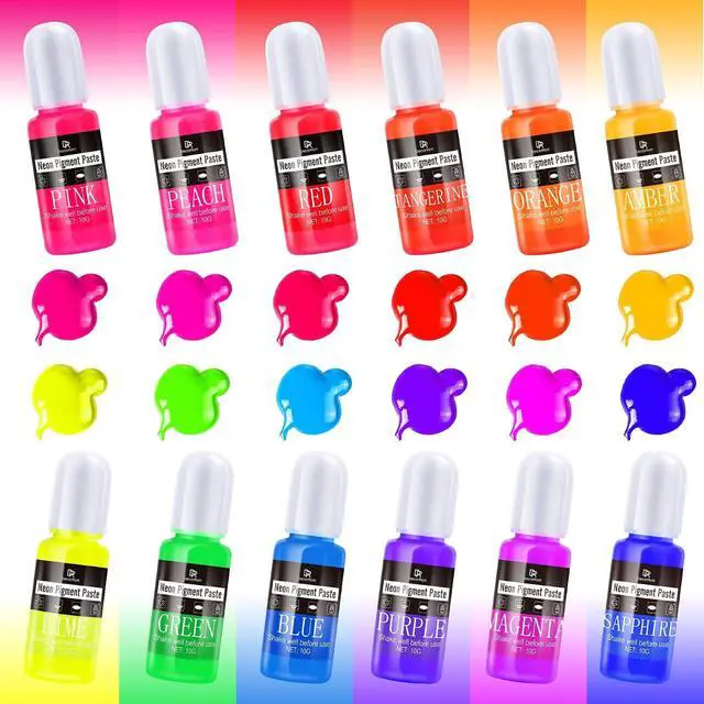Alt view image 2 of 7 - Neon Pigment Paste, 12 Colors Pigment Paste for Epoxy Resin, Opaque Resin Dye, Vibrant Color Easily Mix for Making Jewelry, Bath Bombs, Soap, Candles, Nail Art, Christmas Coasters Adult Hobby