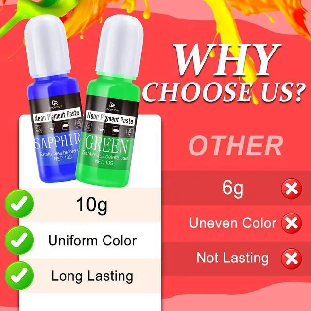 Alt view image 6 of 7 - Neon Pigment Paste, 12 Colors Pigment Paste for Epoxy Resin, Opaque Resin Dye, Vibrant Color Easily Mix for Making Jewelry, Bath Bombs, Soap, Candles, Nail Art, Christmas Coasters Adult Hobby